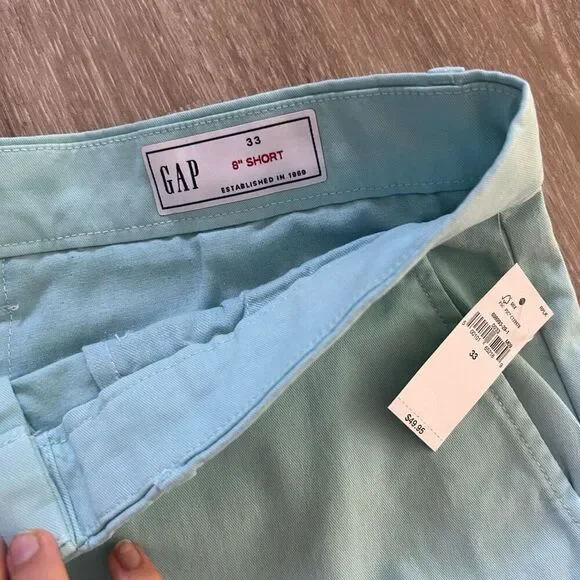 NWT Gap Men’s Dress Shorts 8” length Light Blue Casual Short Cotton - Picture 3 of 6